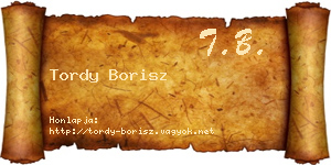 Tordy Borisz névjegykártya